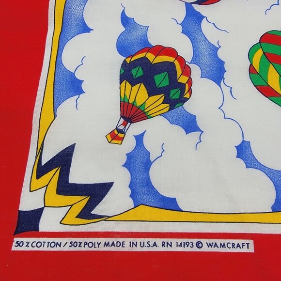 Wamcraft Bandana Hot Air‎ Balloons Clouds Scarf Handkerchief Made in USA Vintage - Picture 2 of 4